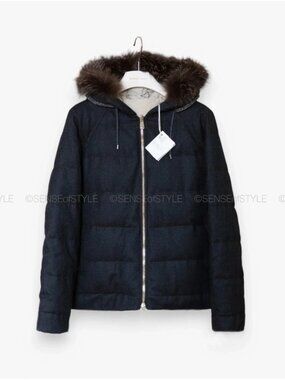 Brunello Cucinelli Reversible Jacket Coat Fox Fur Monili trim Down Size IT38 XS